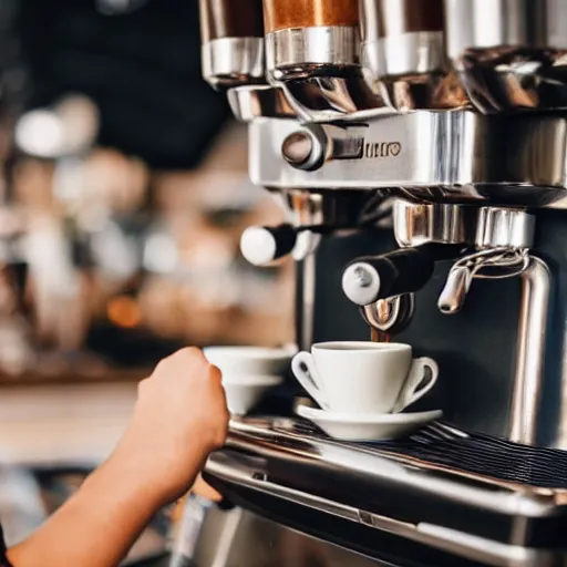 Prompt: a barista behind an espresso machine in a hipster coffee shop