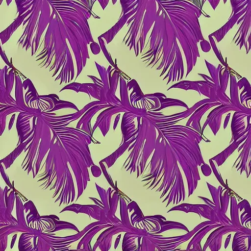 Image similar to beautiful, ornate, art nouveau purple palm leaves