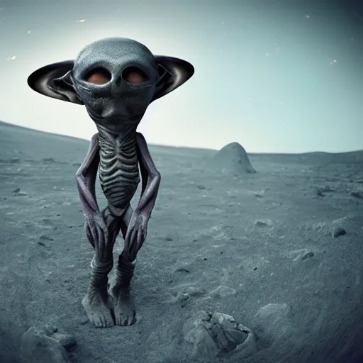 Image similar to an amazing award winning portrait photo of an alien on an unknown planet