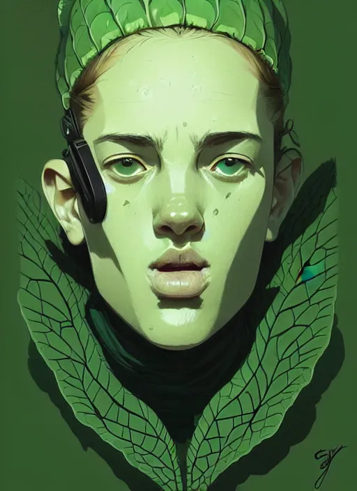 Image similar to highly detailed portrait of a gigachad cabbage, by atey ghailan, by greg rutkowski, by greg tocchini, by james gilleard, by joe fenton, by kaethe butcher, gradient green, black, cream and white color scheme, trending in pinterest, award winning details