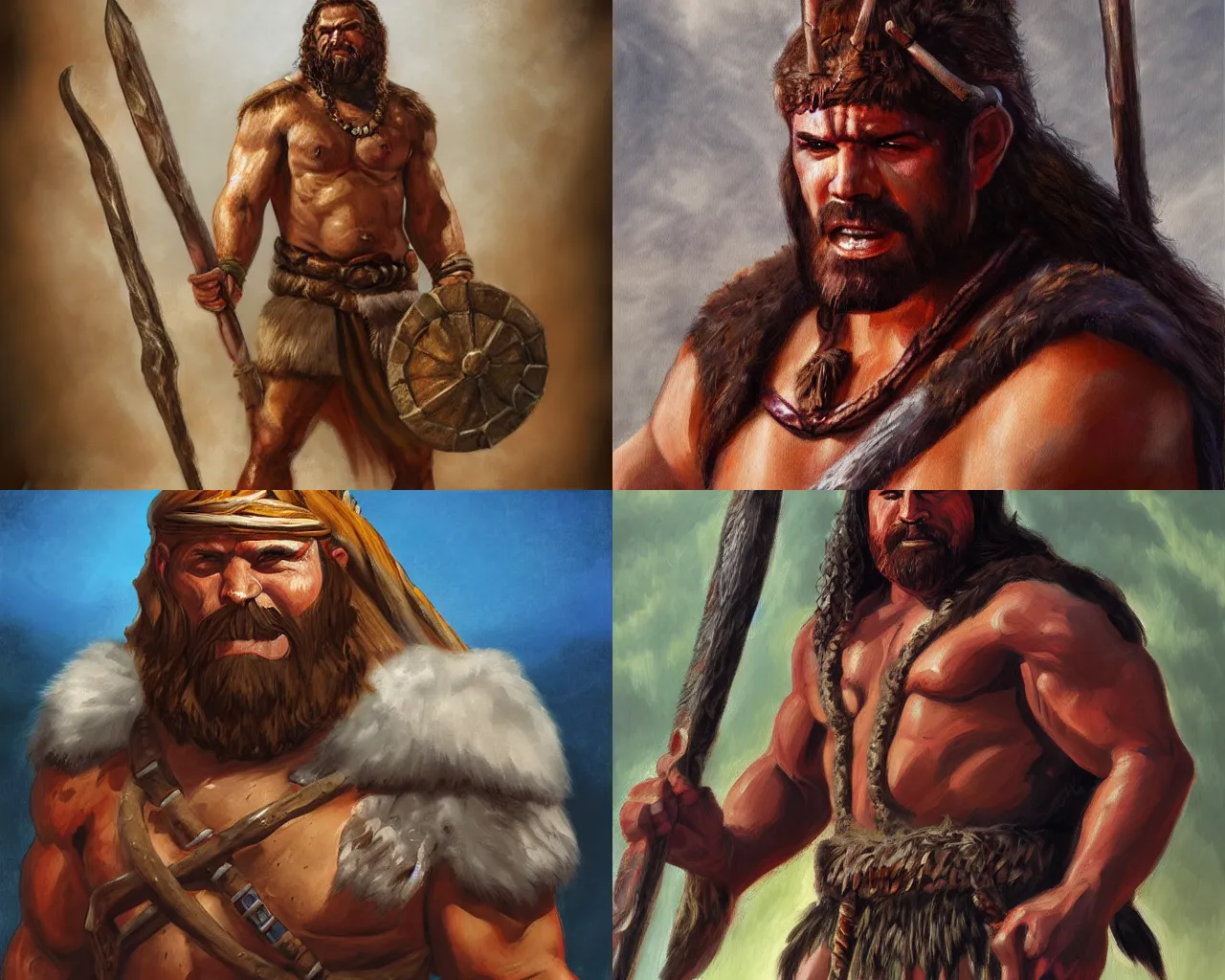 Prompt: a full body portrait oil painting illustration of a barbarian man by Justin Sweet, d&d, rpg, forgotten realms,