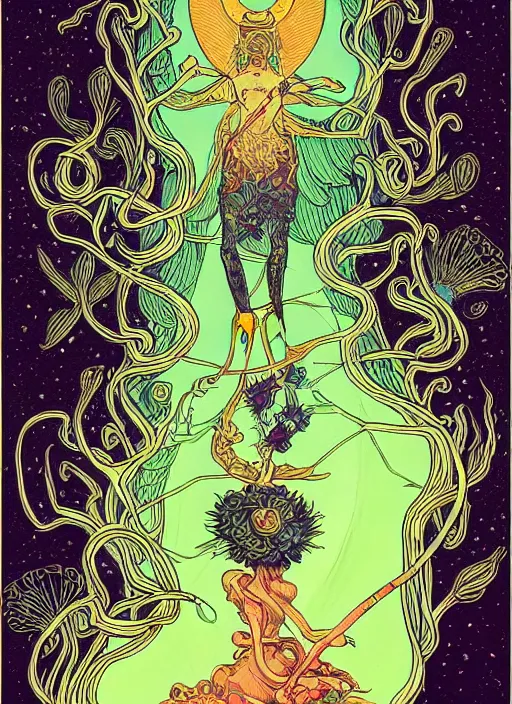 Image similar to beautiful tarot illustration of death, in the style of james jean and victo ngai and sam guay and moebius and sam spratt, mystical colors, trending on artstation