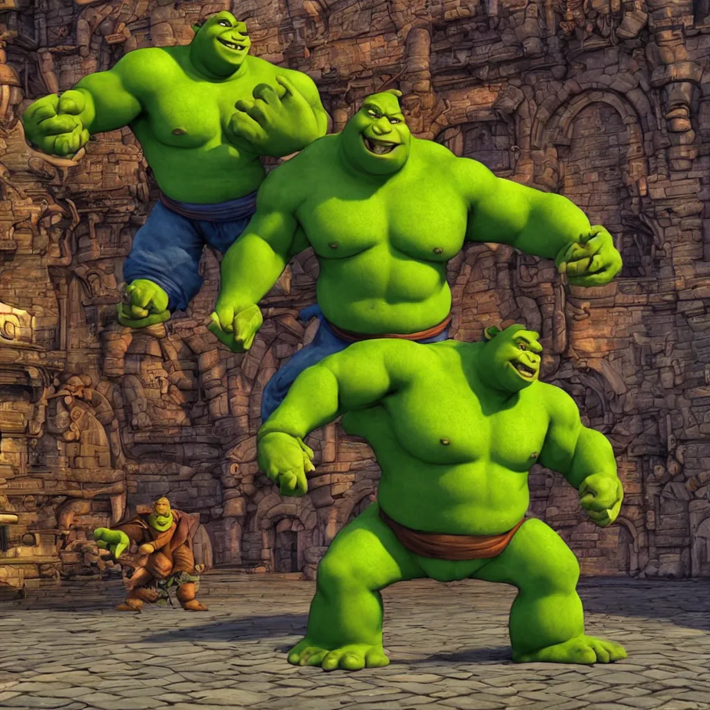 Image similar to shrek in street fighter