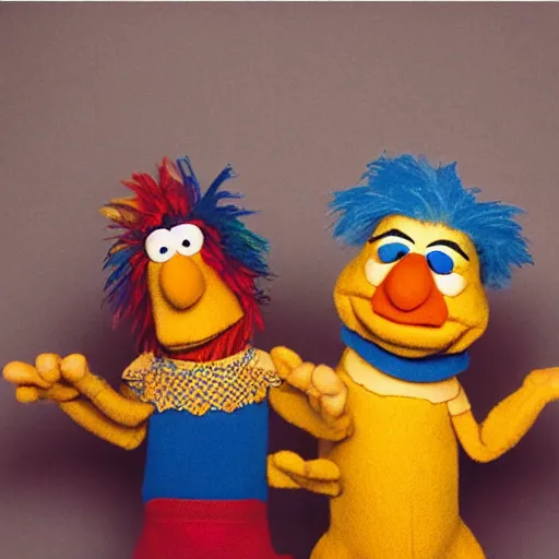 Image similar to bert and ernie wedding photography by annie leibowitz