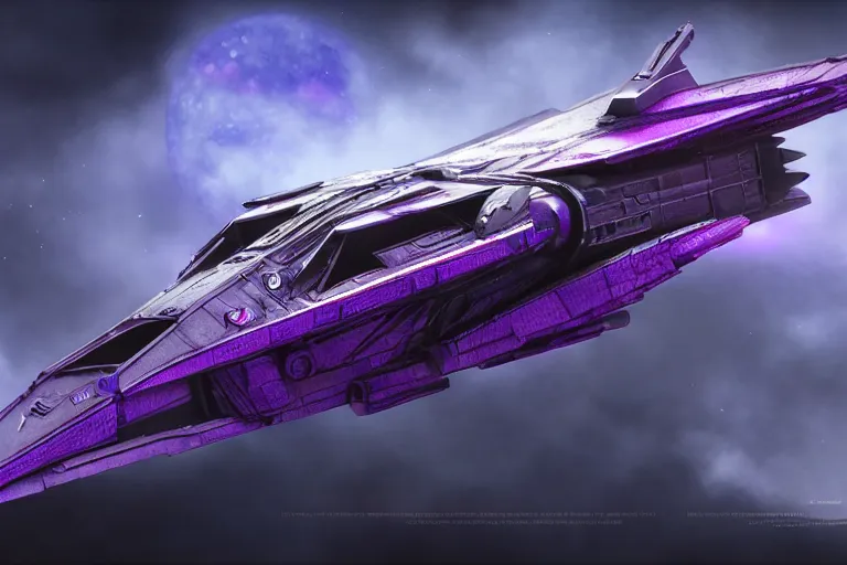 Image similar to alien military fighter spacecraft, purple, futuristic, apocalyptic, by jon aaron kambeitz, katsuhiro otomo, heng z, concept art, insanely detailed, raytracing, octane, unreal engine, trending on artstation