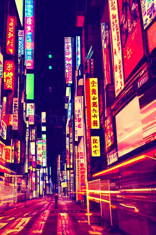 Image similar to neon streets of tokio, 4 k, award winning photo, cyberpunk style