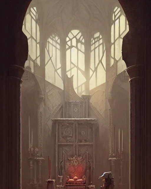 Prompt: middle ages throne room with a lot of people inside, dim light | | realistic shaded, fine details, realistic shaded lighting poster by greg rutkowski, diego gisbert llorens, magali villeneuve, artgerm, jeremy lipkin and rob rey