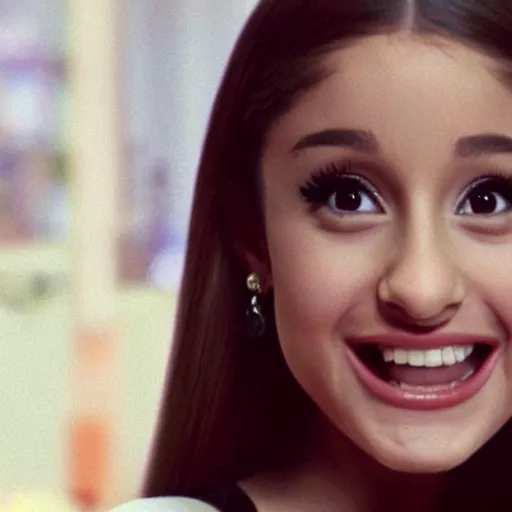 Prompt: ariana grande in 1976 tv commercial holding a phone 4k