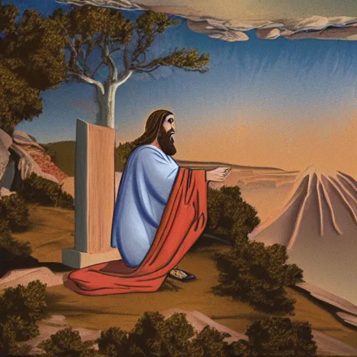 Image similar to Jesus giving the Sermon on the Mount, animation, detailed.