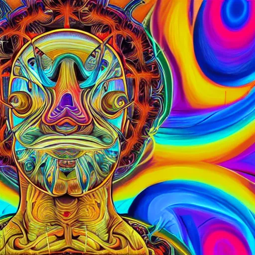 Prompt: mario relaxing by alex grey, psychedelic, vibrant, digital art, acrylic,