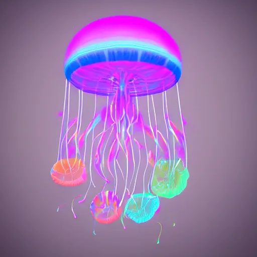 Image similar to sky jellyfish, nighttime color show, glowing jellyfish, flying sky color jellyfish, raytracing, volumetric lighting, lighting high quality 3D render trending on artstation