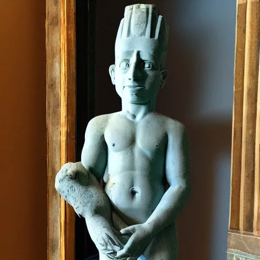 Image similar to an ancient statue of bart simpson