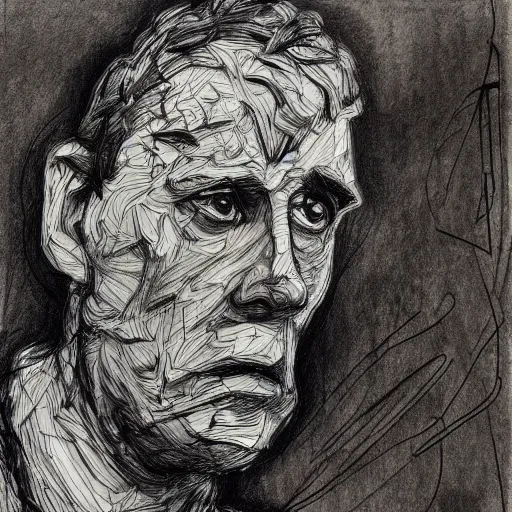 Prompt: a realistic yet scraggly portrait sketch of the side profile of a stern and sophisticated gigavirgin, trending on artstation, intricate details, in the style of frank auerbach, in the style of sergio aragones, in the style of martin ansin, in the style of david aja, in the style of mattias adolfsson