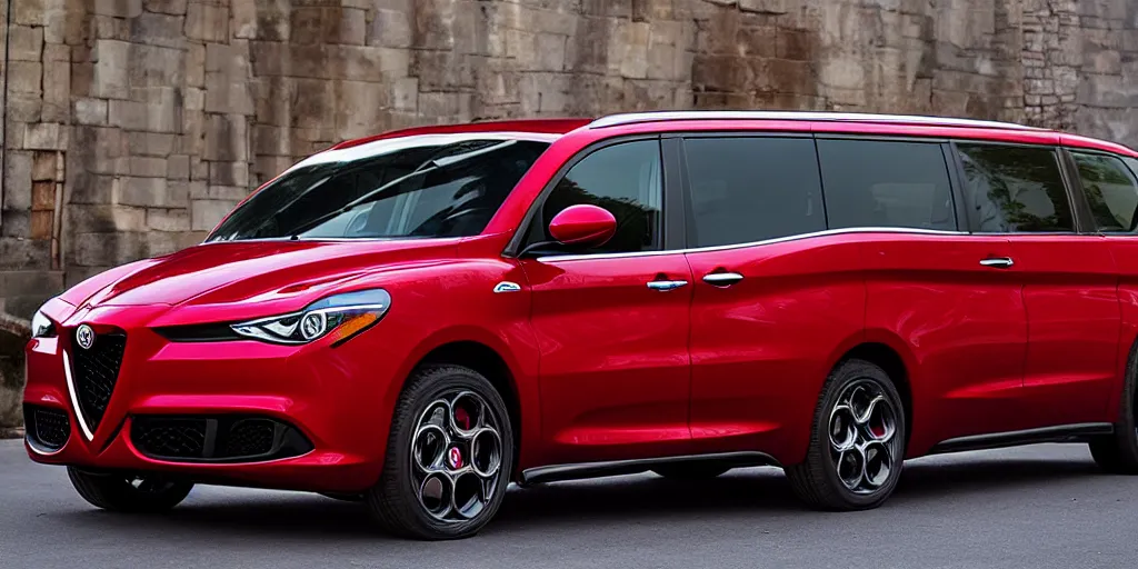 Image similar to “2022 Alfa Romeo Minivan, red”