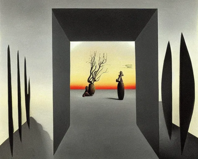 Image similar to Warped Perspectives, a surrealism painting by Salvador Dali, minimalist, stunning, light and shadows, horror