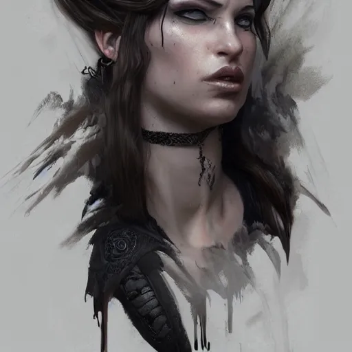 Image similar to lara croft as a goth girl, fantasy, intricate, elegant, highly detailed, digital painting, artstation, concept art, matte, sharp focus, illustration, art by aenaluck and roberto ferri and greg rutkowski, epic fantasy, digital painting