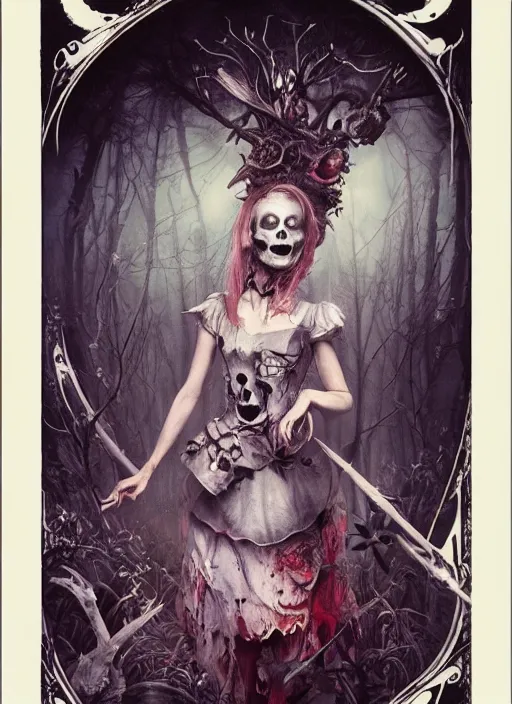 Alice in Wonderland tarot card, Stable Diffusion