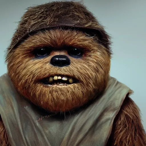 Prompt: hyperrealistic mixed media image of matt damon disguised as an ewok, stunning 3 d render inspired art by istvan sandorfi and greg rutkowski, perfect facial symmetry, realistic, highly detailed attributes and atmosphere, dim volumetric cinematic lighting, 8 k octane extremely hyper - detailed render, post - processing, masterpiece,