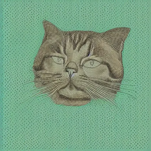 Prompt: detailed portrait of a cute sleeping cat photoshop halftone highlights | chromatic risograph print