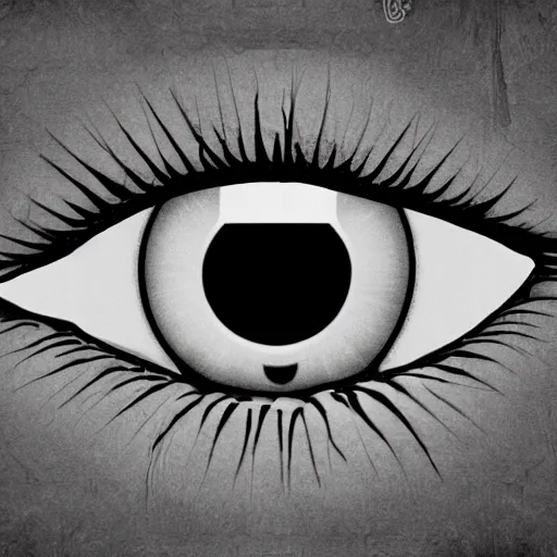 Image similar to an eye, black and white, in the style of the band tool