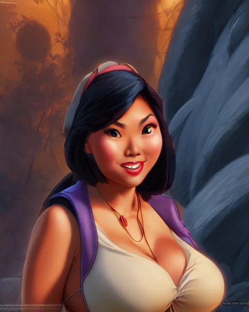 Image similar to charming curvy filipina woman character portrait, by don bluth, sci - fi environment, highly detailed, dynamic shadows, 4 k, wallpaper - 1 0 2 4