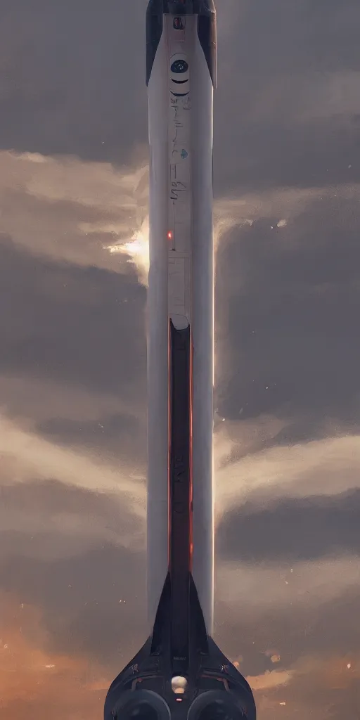 Image similar to telsa rocket, greg rutkowski
