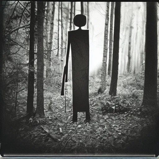 Eerie Thin Pale White Humanoid Figure in Dark Forest · Creative Fabrica