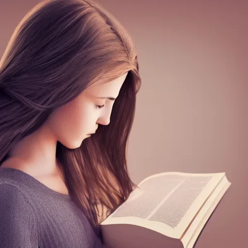 Prompt: a girl reading book, hair flowing down, high resolution, 4K, photo realistic