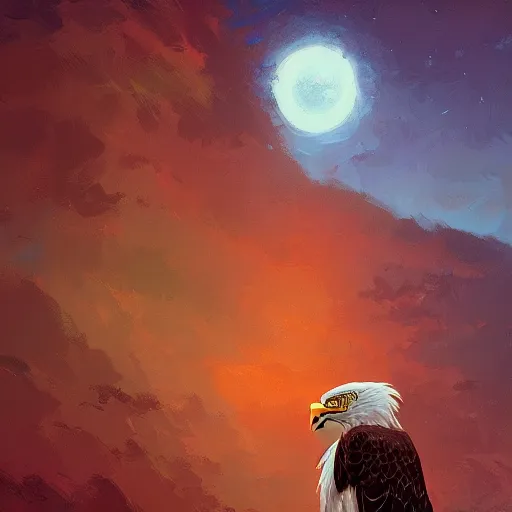 Image similar to a bald eagle, by anato finnstark, by alena aenami, by john harris, by ross tran, by wlop, by andreas rocha