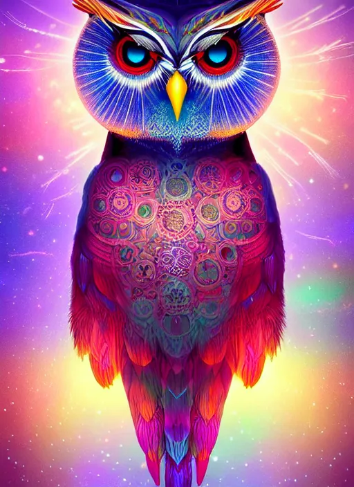 Image similar to symmetry!! product render poster vivid colors divine proportion owl, ice and snow, glowing fog intricate, elegant, highly detailed, digital painting, artstation, concept art, smooth, sharp focus, illustration,