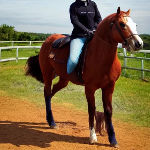 Prompt: a horse riding a horse riding a horse