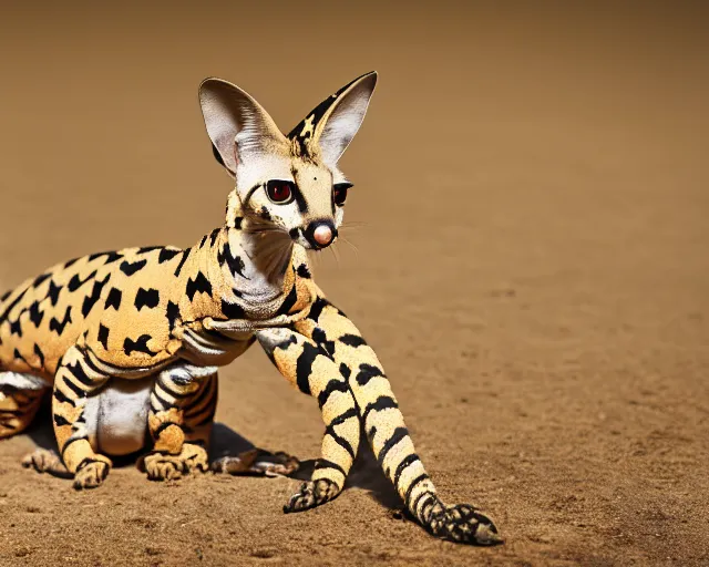 Image similar to an award winning photo of a serval - headed ball python, environmental portrait photography, national geographic, 4 k, sharp focus