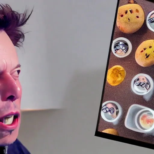 Prompt: a surprised elon musk as a youtube influencer reacting to a potato, highly detailed, photography, 4 k, cinematic lighting