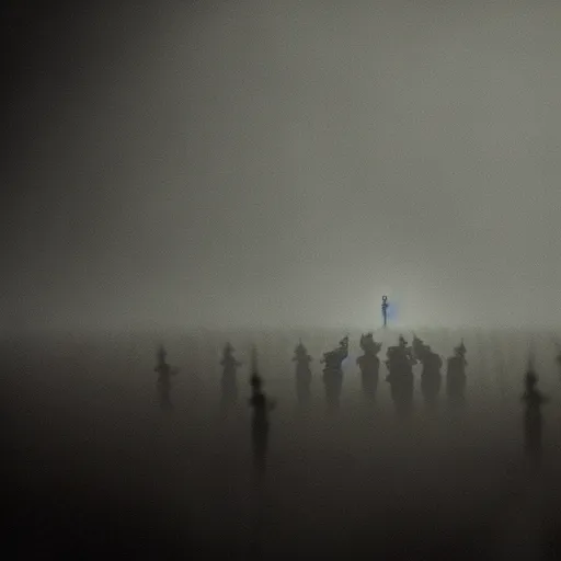 Image similar to the world war 3, surrealistic detailed claymation art, dark, moody, foggy