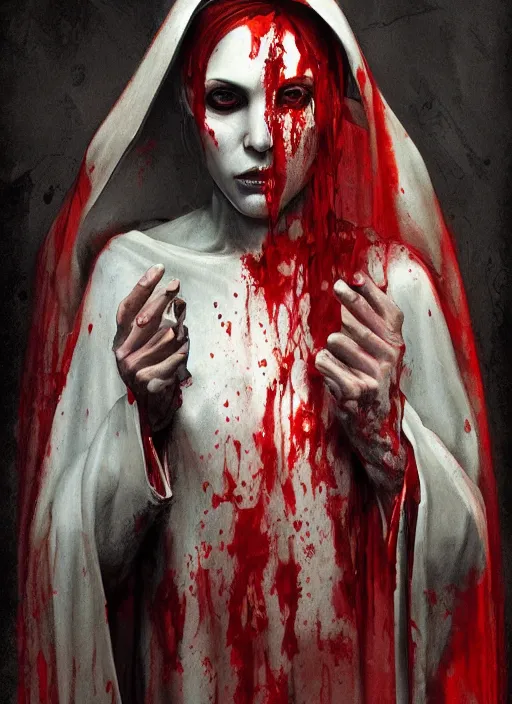 Prompt: digital _ painting _ of _ bloody mary _ by _ filipe _ pagliuso _ and _ justin _ gerard _ symmetric _ fantasy _ highly _ detailed _ realistic _ intricate _ port