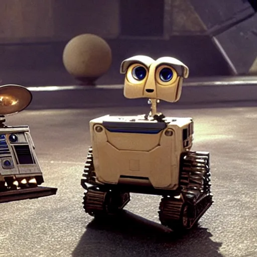Image similar to wall - e playing the role of the emperor in star wars 1 9 8 2