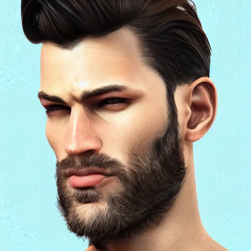 Prompt: A handsome man with Dark and Light hair, portrait, digital art, trending on artstation, behance, unreal render