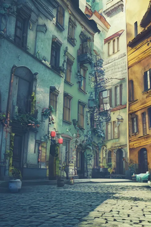 Image similar to lviv, colorful, matte background : 0. 9 | by jim henson : 0. 7 | dave melvin : 0. 4 | unreal engine, deviantart, artstation, octane, finalrender, concept art, hd, 8 k resolution : 0. 8