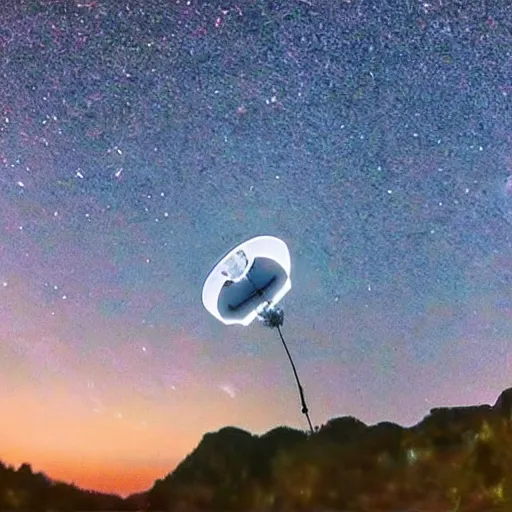 Prompt: cell phone footage of an impressive ufo in the night sky