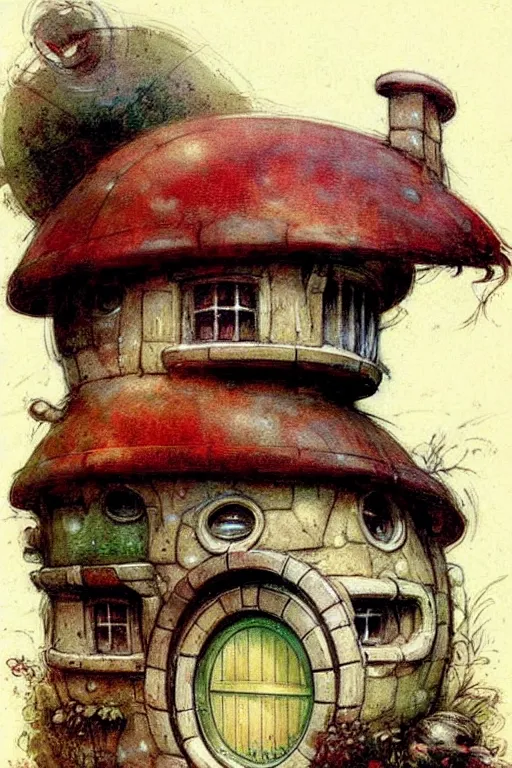 Image similar to ( ( ( ( ( 1 9 5 0 s retro future hobbit house window. muted colors. ) ) ) ) ) by jean baptiste monge!!!!!!!!!!!!!!!!!!!!!!!!! chrome red