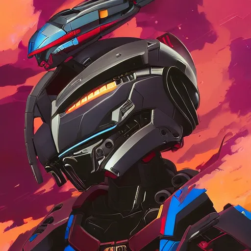 Prompt: portrait of beautiful predator gundam pilot, with an intricate, detailed, urban inspired hiphop afro futuristic helmet, vector behance hd jesper ejsing, rhads, makoto shinkai, lois van baarle, ilya kuvshinov, rossdraws, hd, 3 2 k, ilya kuvshinov, gustav klimt