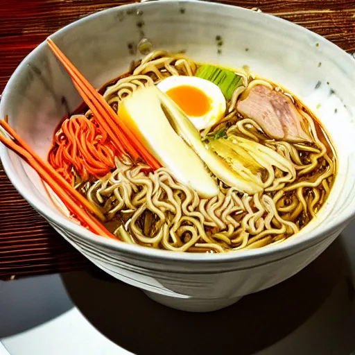 Prompt: a bowl of delicious ramen. By lars van trier