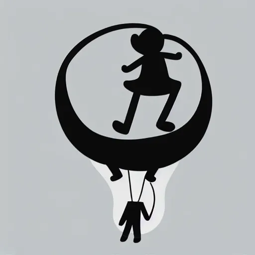 Prompt: book illustration of a balloon character holding a floating human by a string, book illustration, monochromatic, white background, black and white image