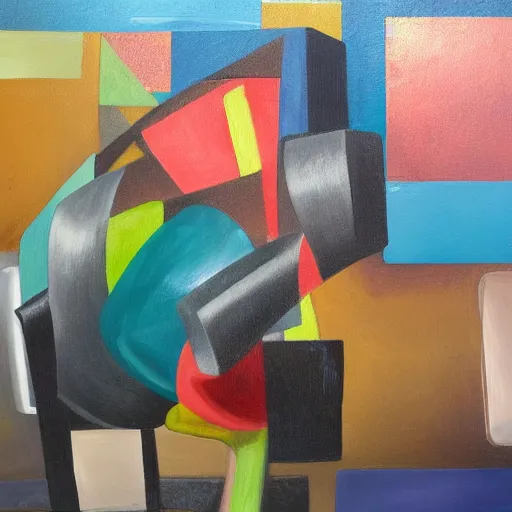 Prompt: painting of an abstract sculpture still life by the caretaker