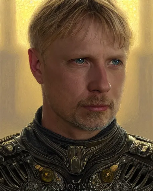 Image similar to arthur pendragon portrait, highly detailed, very intricate, cinematic lighting, closeup painted portrait, by donato giancola and rossdraws and magali villenueve, featured on artstation