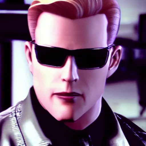 Image similar to albert wesker chewing bubble gum