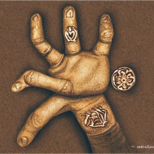 Prompt: a set of 9 powerful mudras