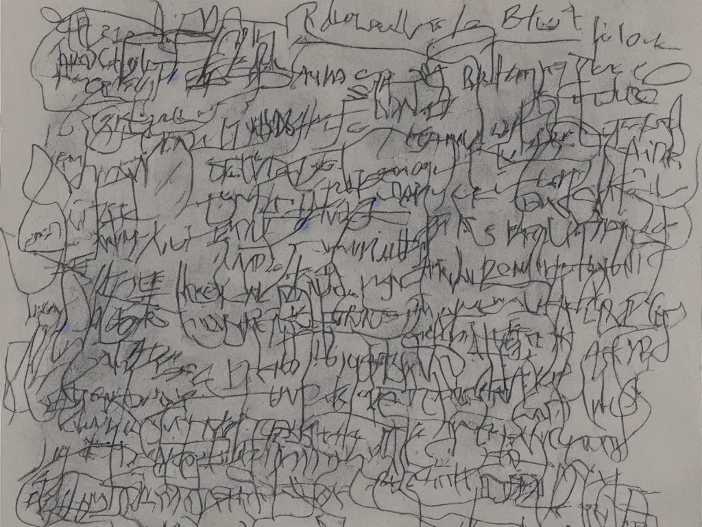 Image similar to child drawing by twombly with random verses from Allen Ginsberg