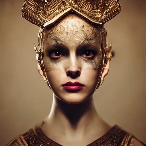 Image similar to portrait of a woman, renaissance style, star wars character, volumetric lights, symmetry, headpiece, trending on artstation, sharp focus, leica, studio photo, intricate details, highly detailed