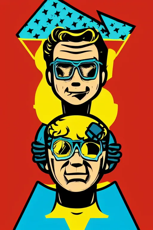 Image similar to fallout 7 6 retro futurist illustration art by butcher billy, sticker, colorful, illustration, highly detailed, simple, smooth and clean vector curves, no jagged lines, vector art, smooth andy warhol style